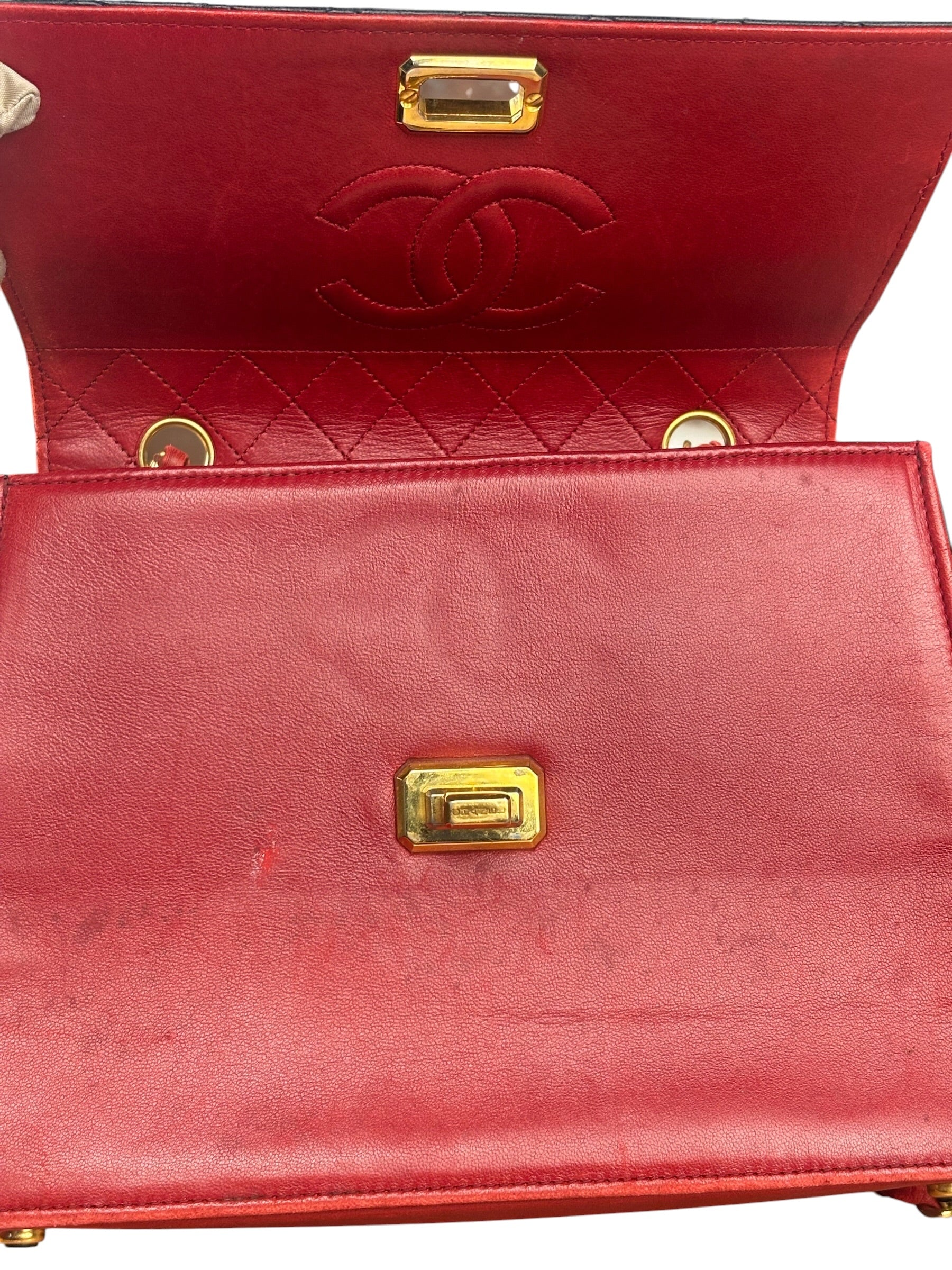 Chanel Red & Navy Trapezoid Flap Bag 1992