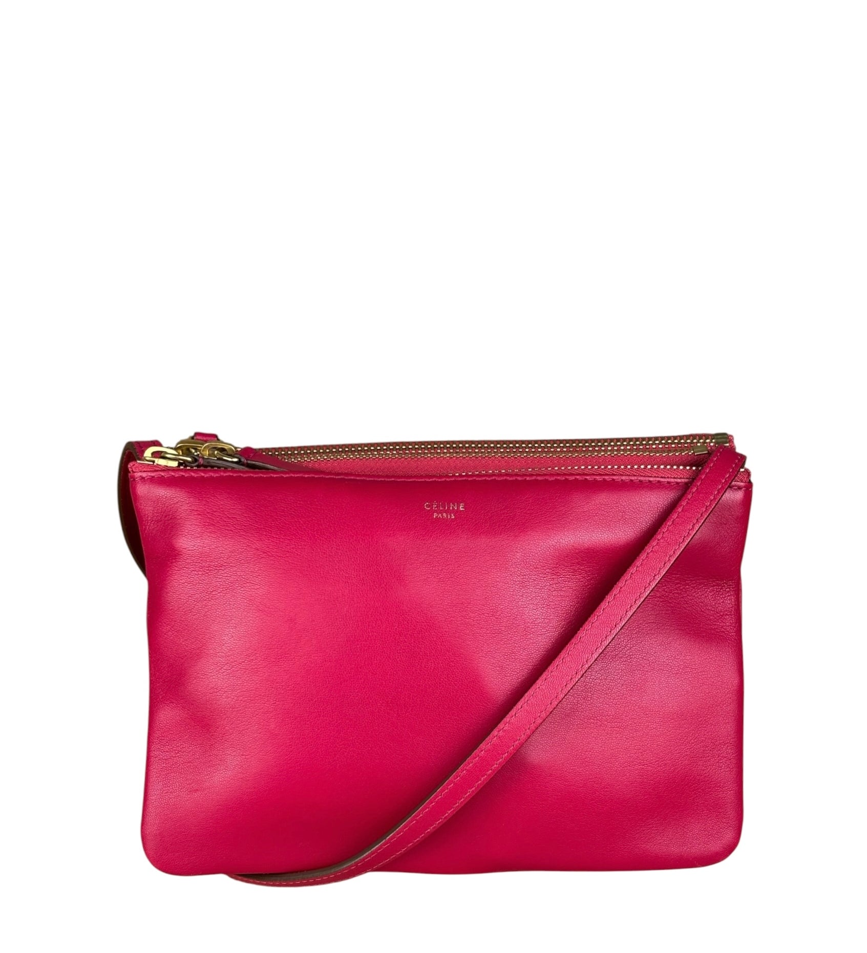 Celine Pink Leather Trio Crossbody Bag