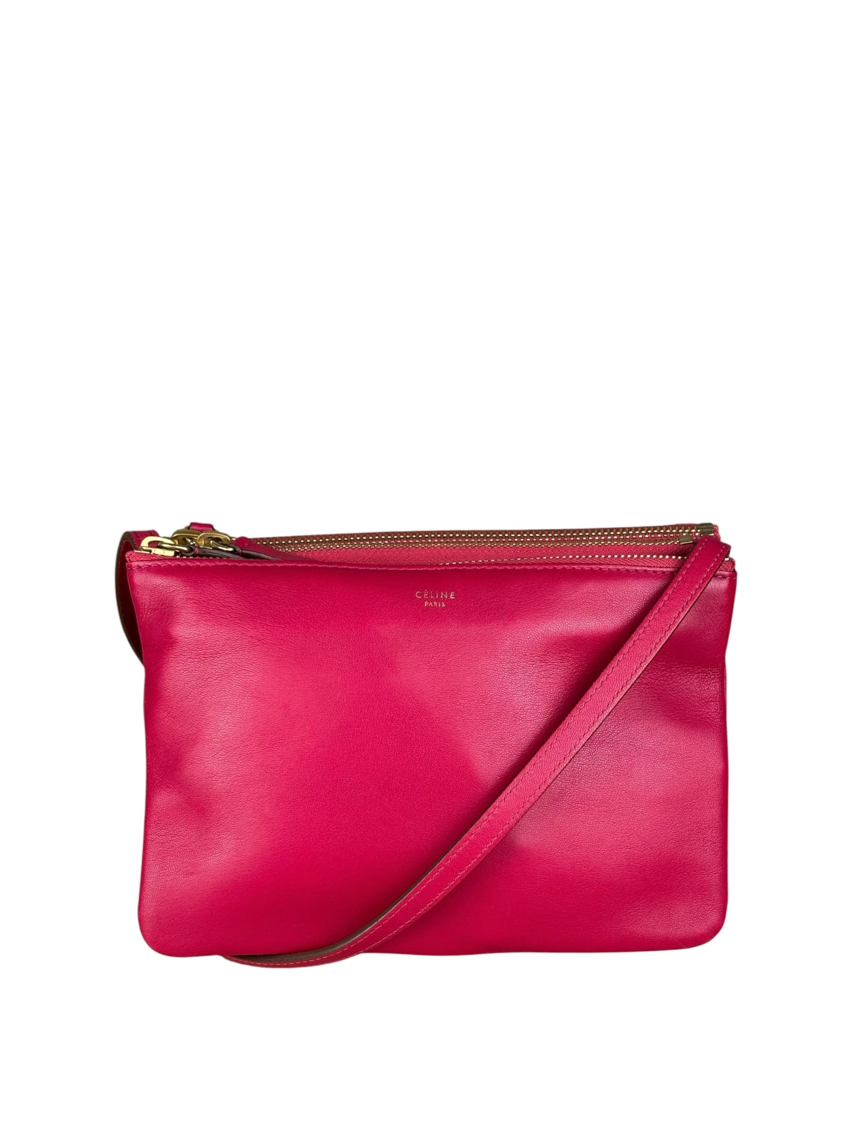Celine Pink Leather Trio Crossbody Bag