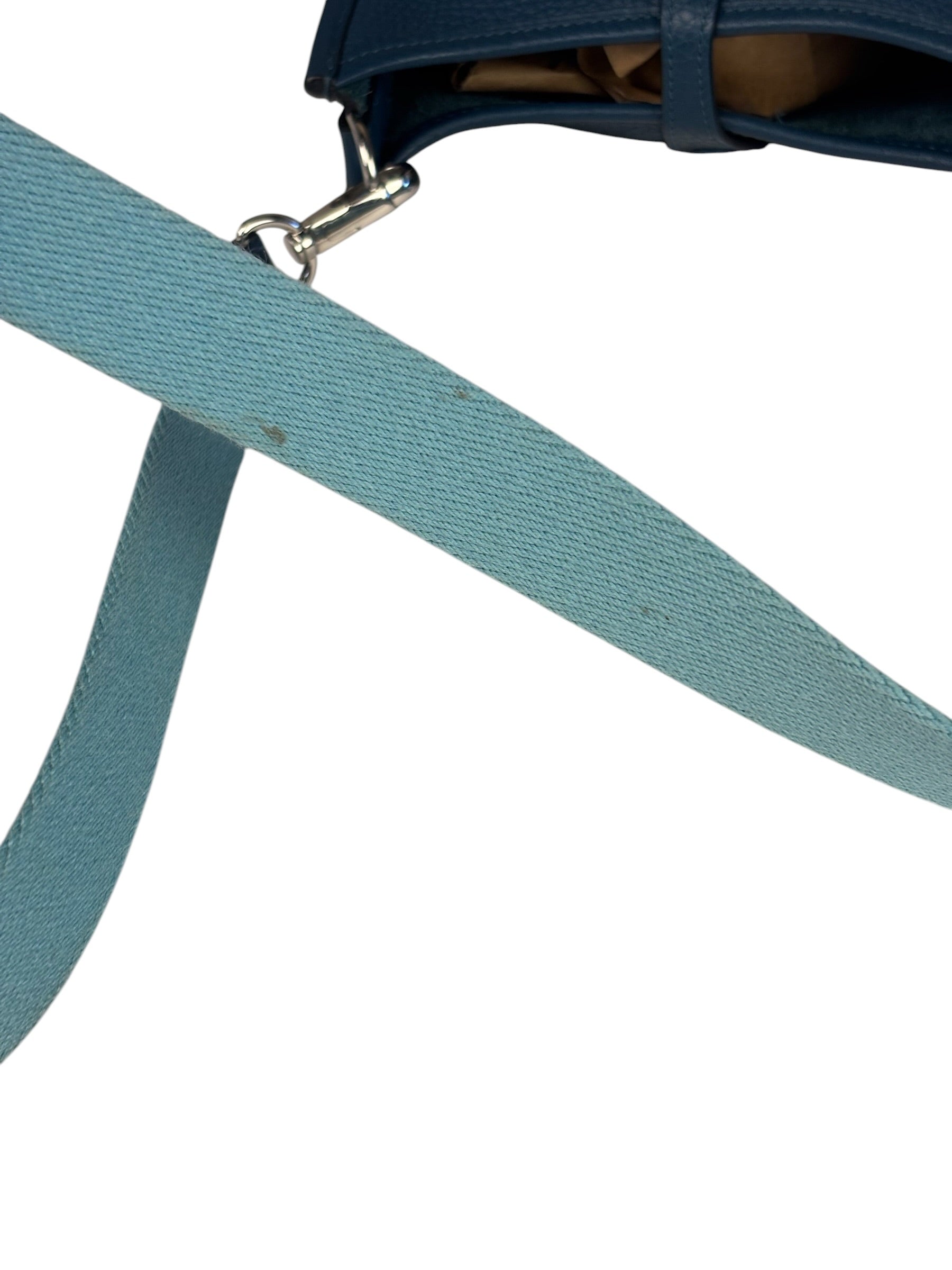 Hermes Blue Pale Clemence Leather Evelyn TPM III Crossbody