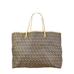 Fendi Vintage Beige Canvas Zucca Shoulder Tote