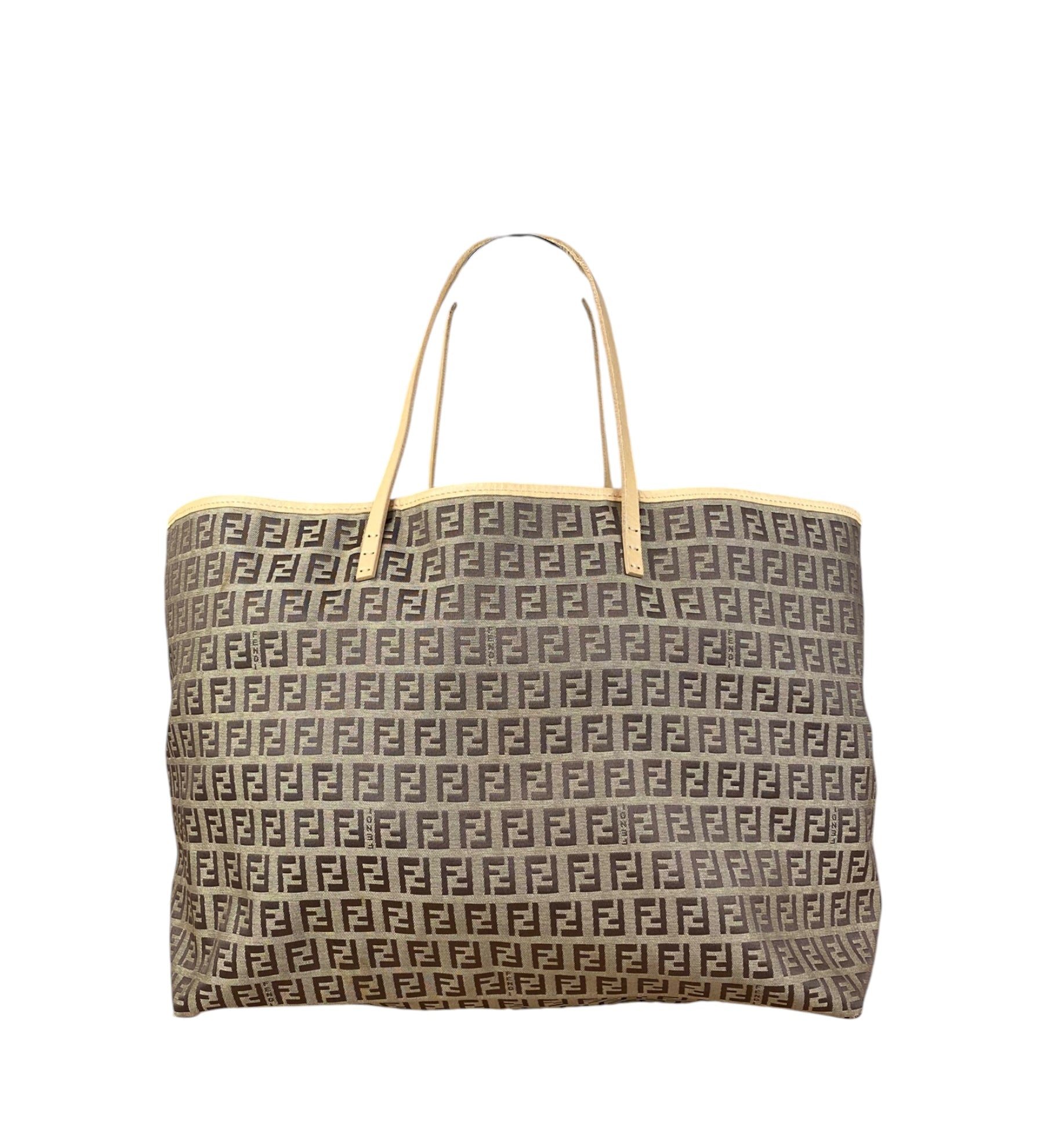 Fendi Vintage Beige Canvas Zucca Shoulder Tote