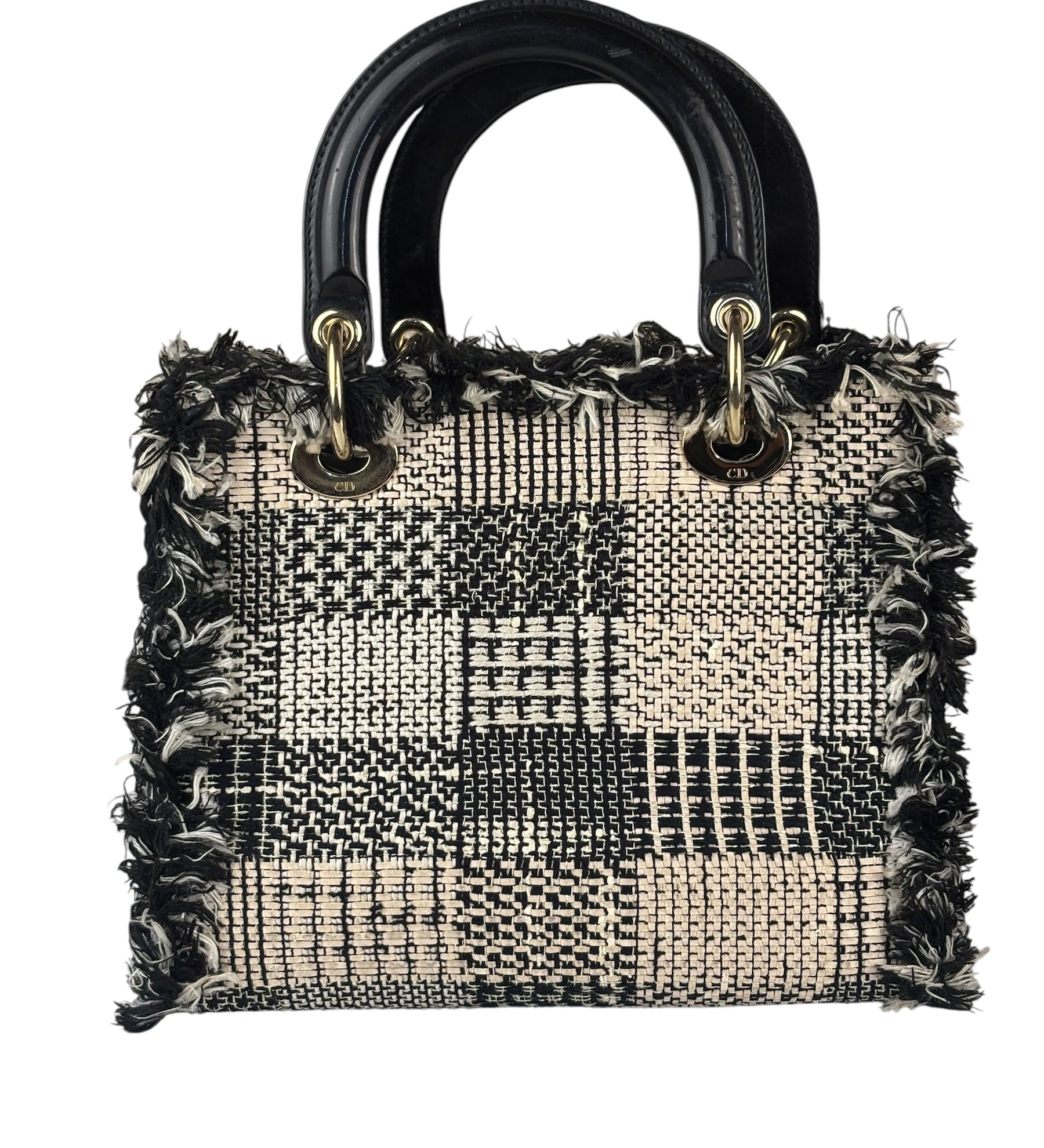 Christian Dior Black/White Tweed Lady Dior Two-Way Bag