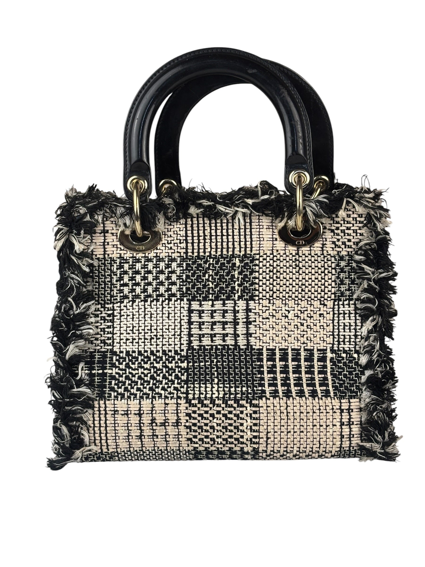Christian Dior Black/White Tweed Lady Dior Two-Way Bag