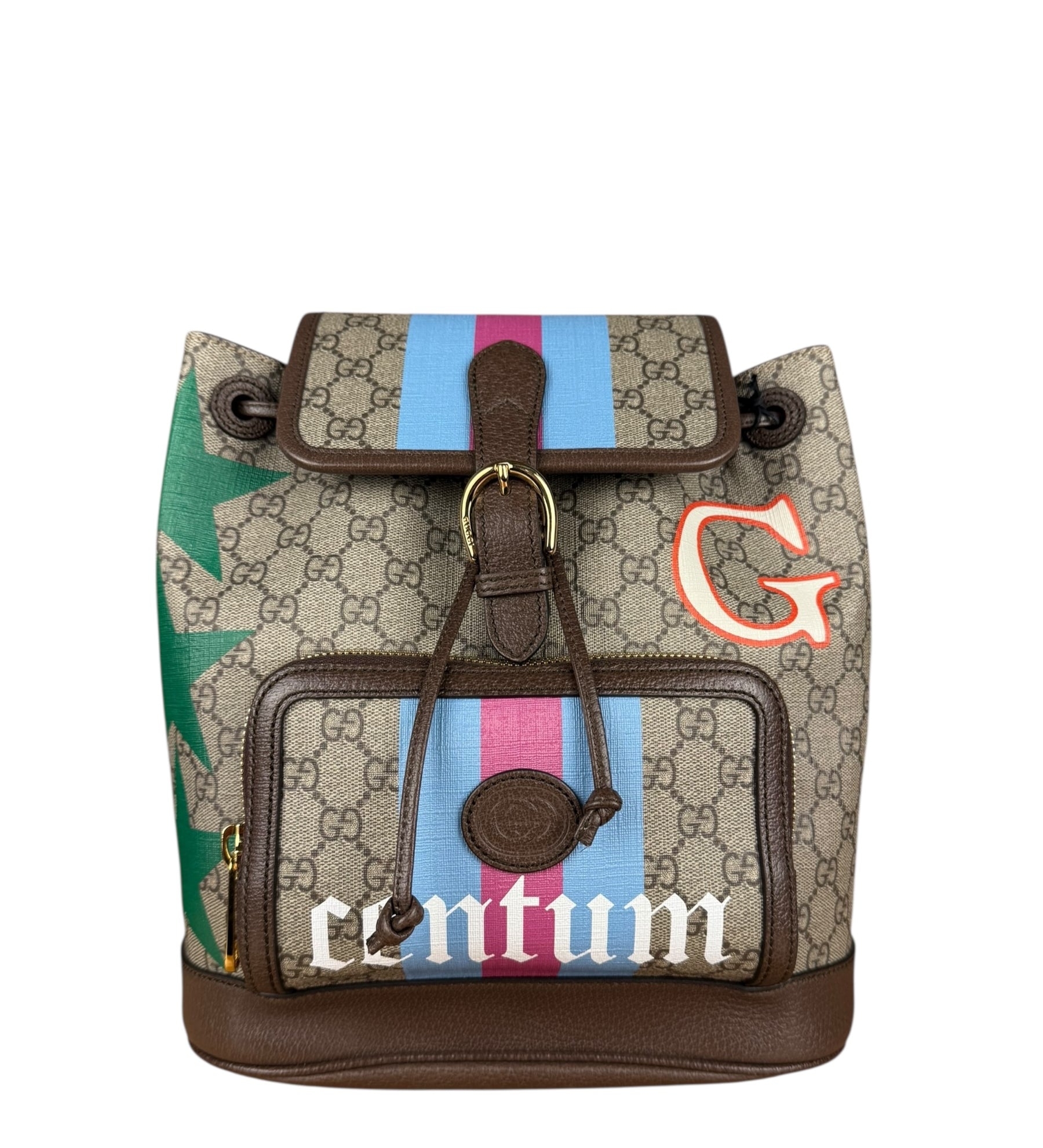 Gucci GG Equestrian Coated Canvas Backpack