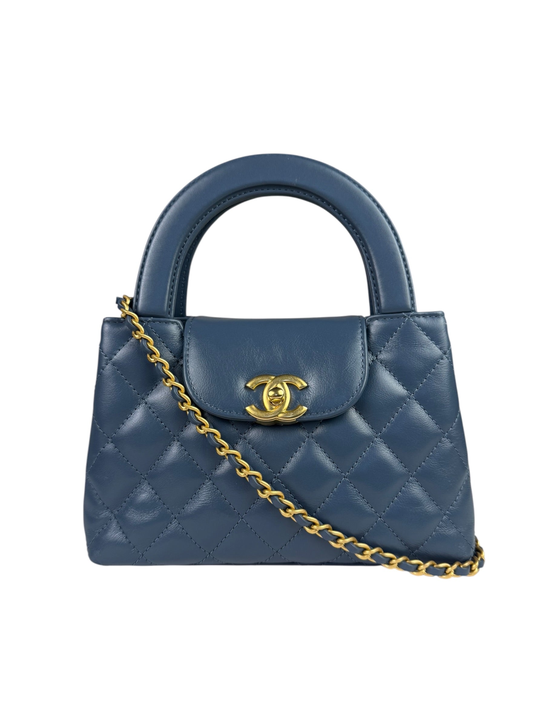 Chanel Blue Quilted Calfskin Nano Kelly Shopper Two-Way Bag 2023