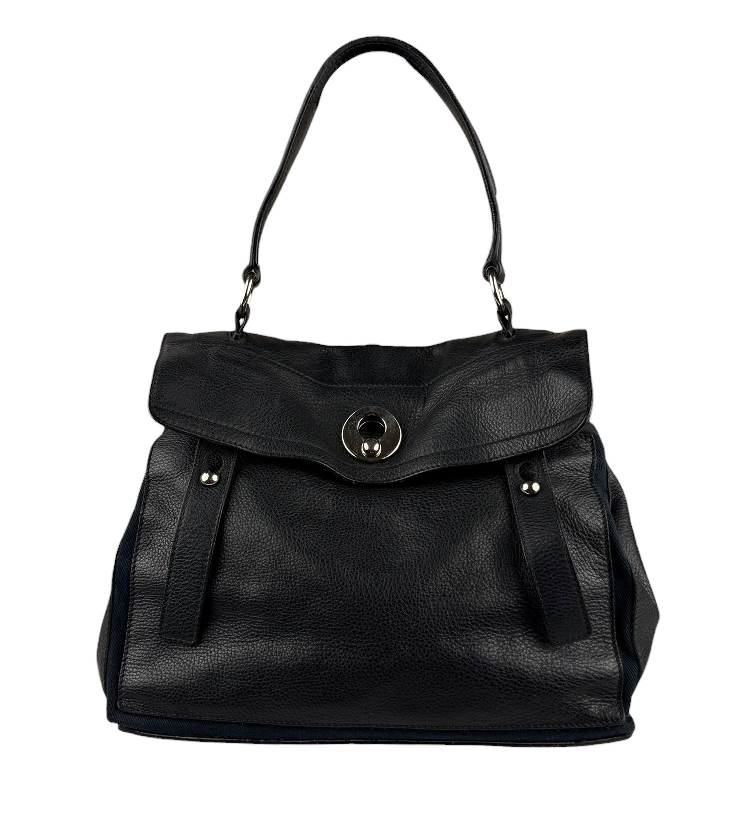 Saint Laurent Vintage Black Leather Top Handle Bag