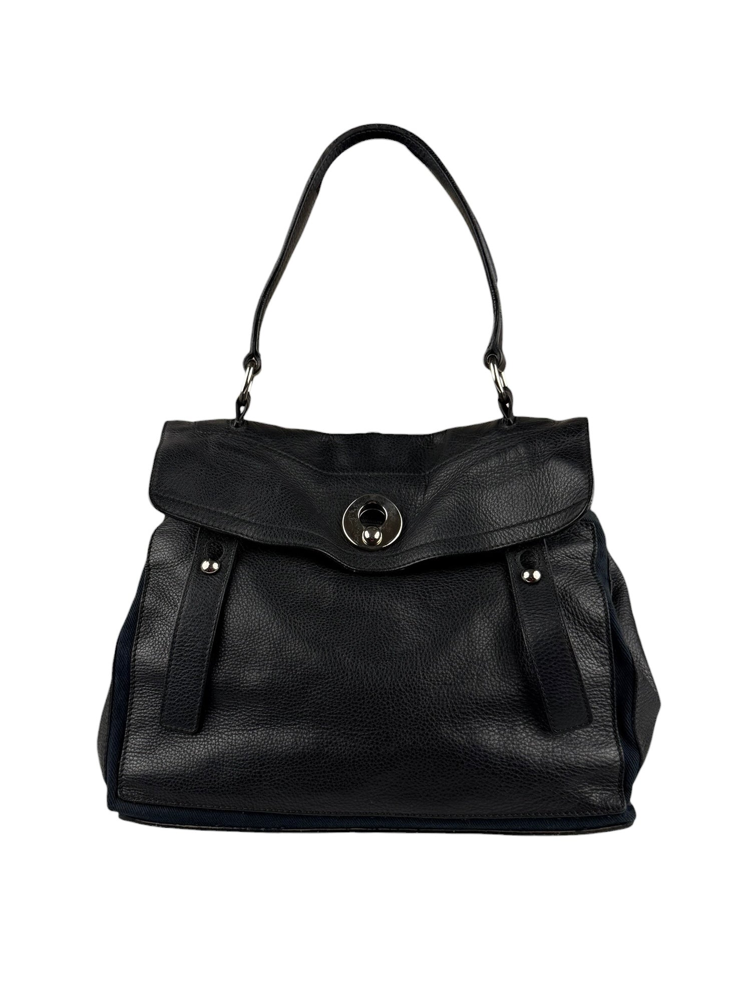 Saint Laurent Vintage Black Leather Top Handle Bag
