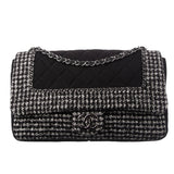 Chanel Black CC Quilted Jersey and Tweed Chain Flap Bag 2014