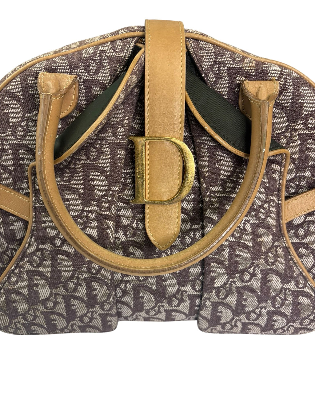 Christian Dior Beige/Brown Trotter Double Saddle Bowler Bag