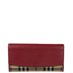 Burberry Red Leather House Check Continental Long Wallet