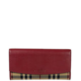 Burberry Red Leather House Check Continental Long Wallet