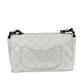 Chanel White Quilted Caviar Wooden M Flap 1999