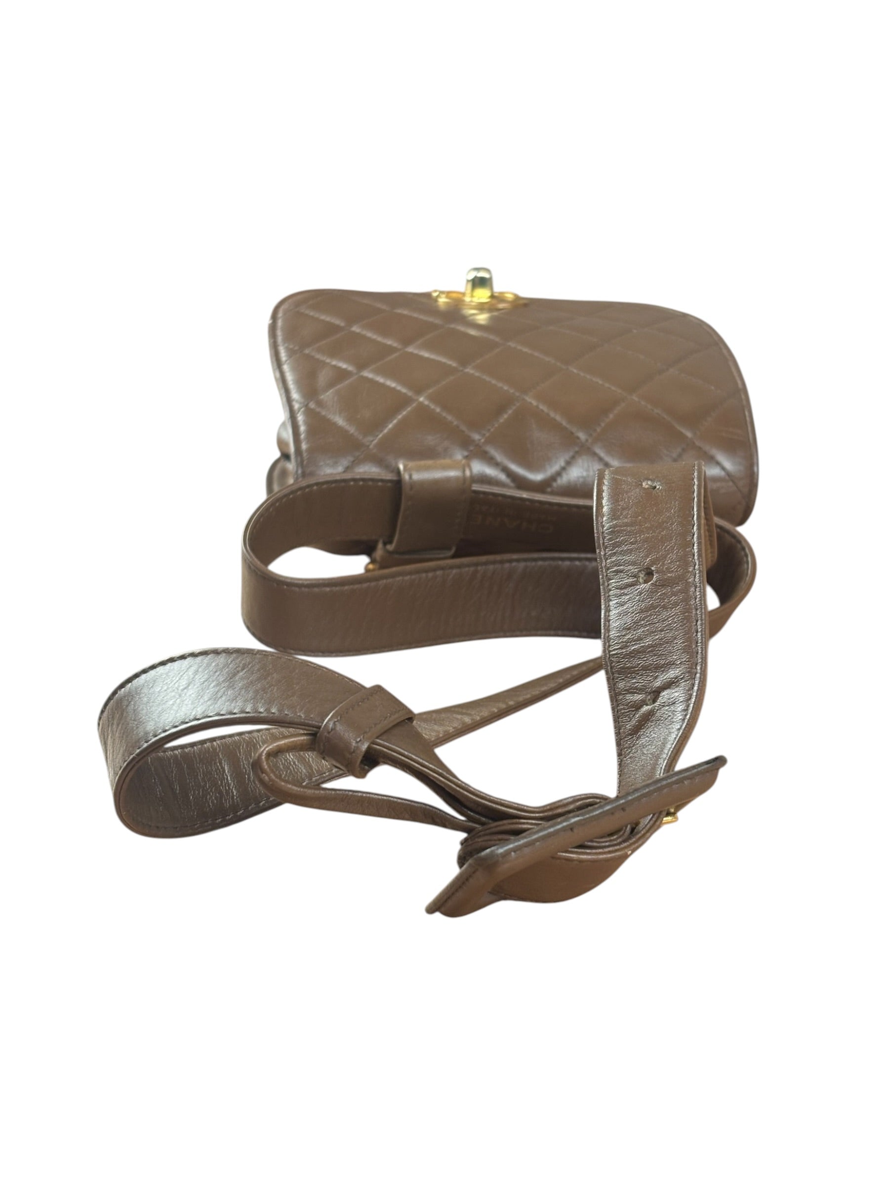 Chanel Brown Quilted Waist Bag 1990