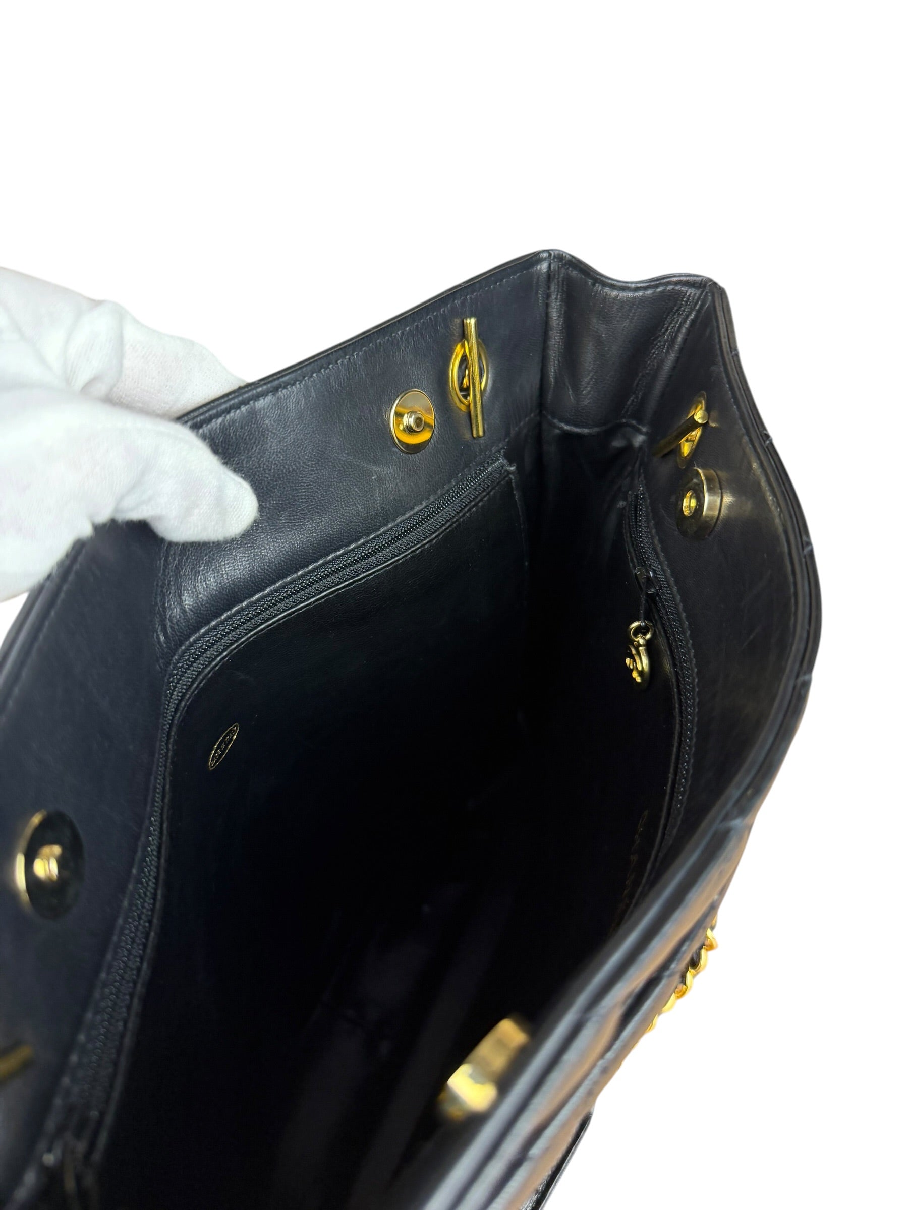 Chanel Black Lambskin Shopper Tote 90s