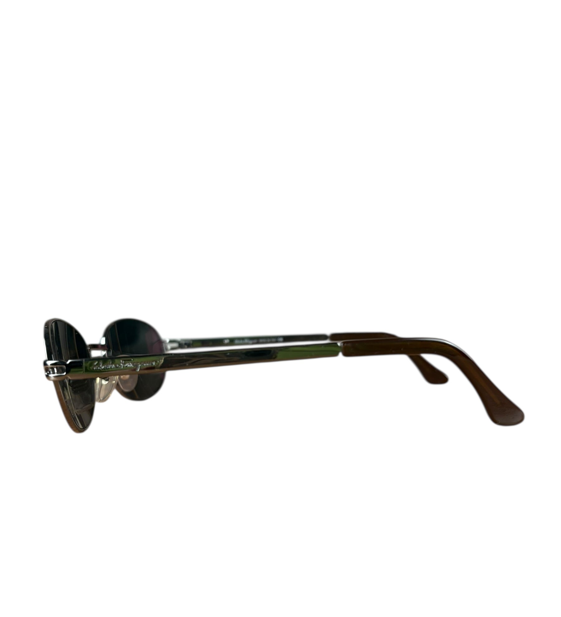Ferragamo Circle Frame Gray Sunglasses