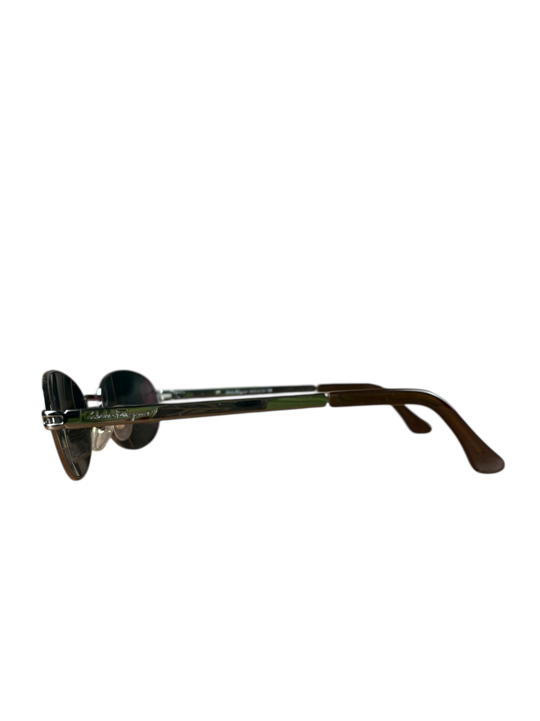 Ferragamo Circle Frame Gray Sunglasses