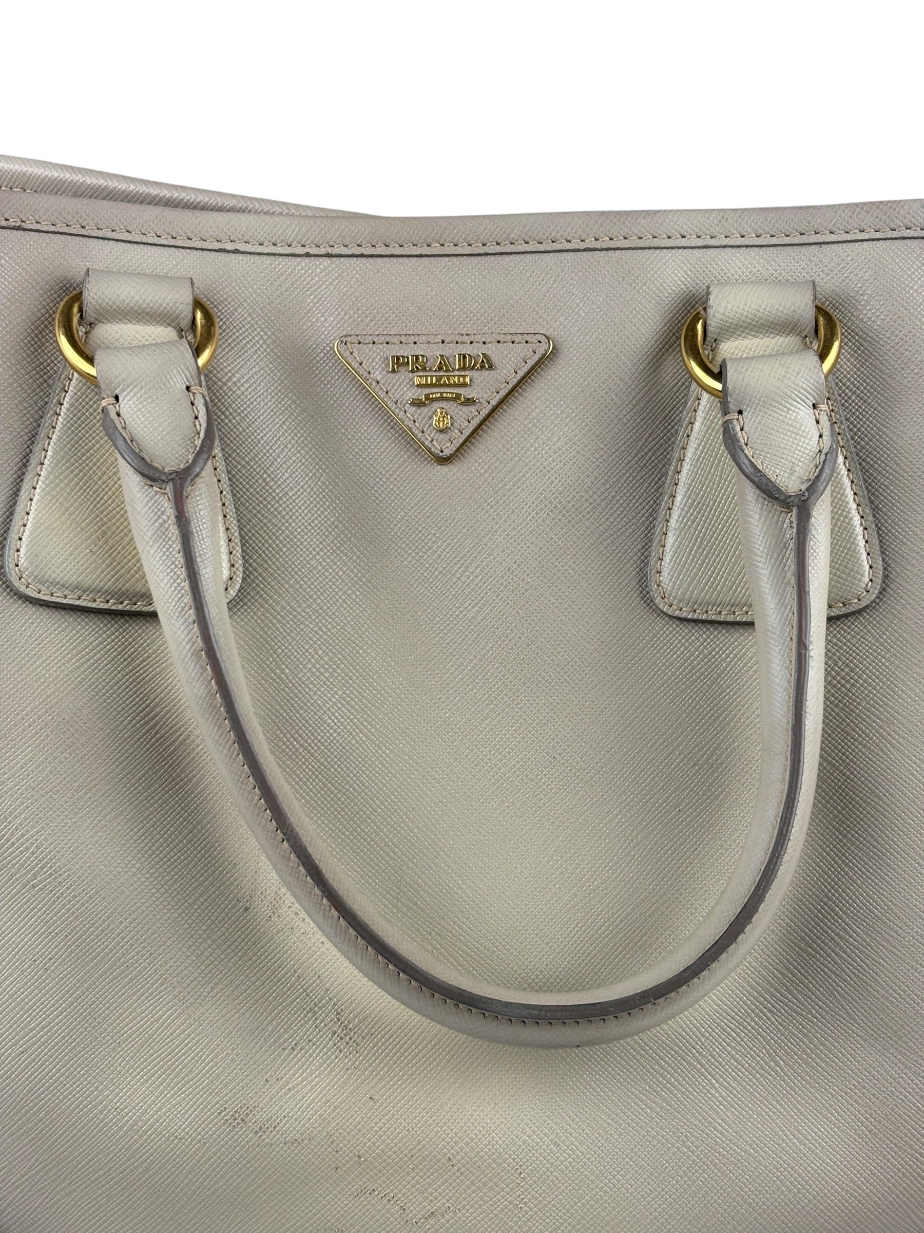 Prada Saffiano Lux Leather Grey 2Way Shopping Bag
