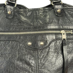 Balenciaga Vintage Black Leather Classic Square Zip Shoulder Tote Bag