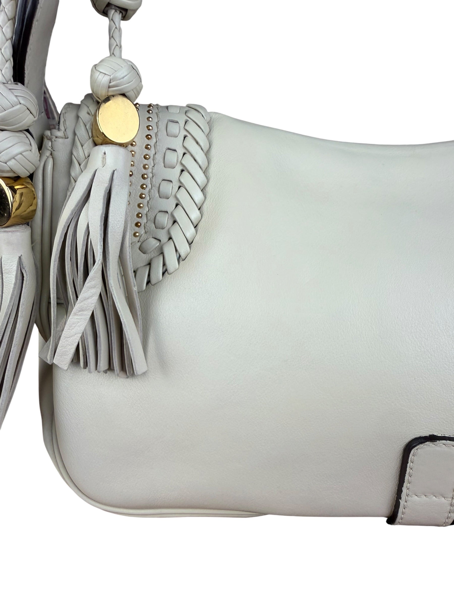 Gucci Limited Edition White Leather Marrakech Satchel Shoulder Bag