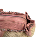 Chanel Pink Lambskin Trim Woven Lax Accordion Shoulder Bag 1997
