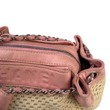 Chanel Pink Lambskin Trim Woven Lax Accordion Shoulder Bag 1997