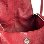 Hermes Rouge Clemence Leather Lindy 34
