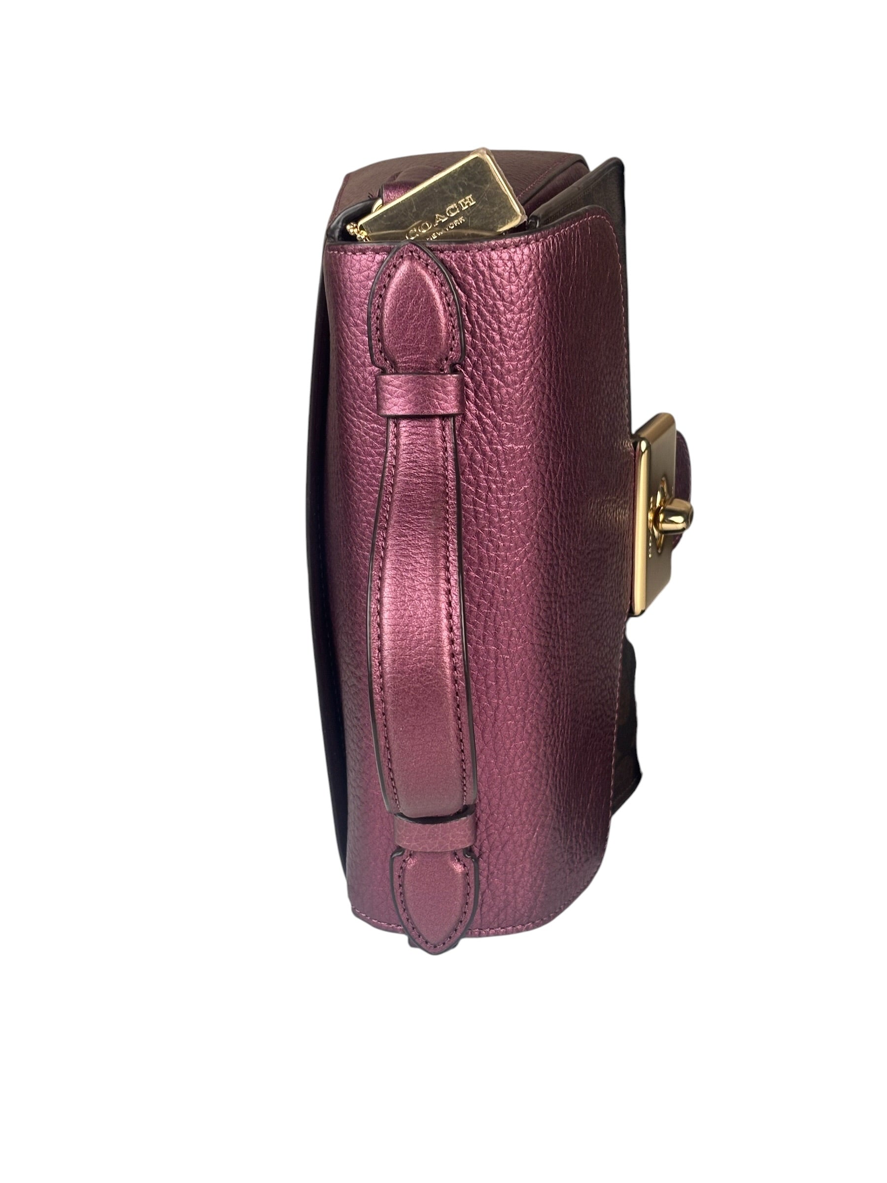Coach Metallic Berry Leather Signature Cassidy Two-Way Bag