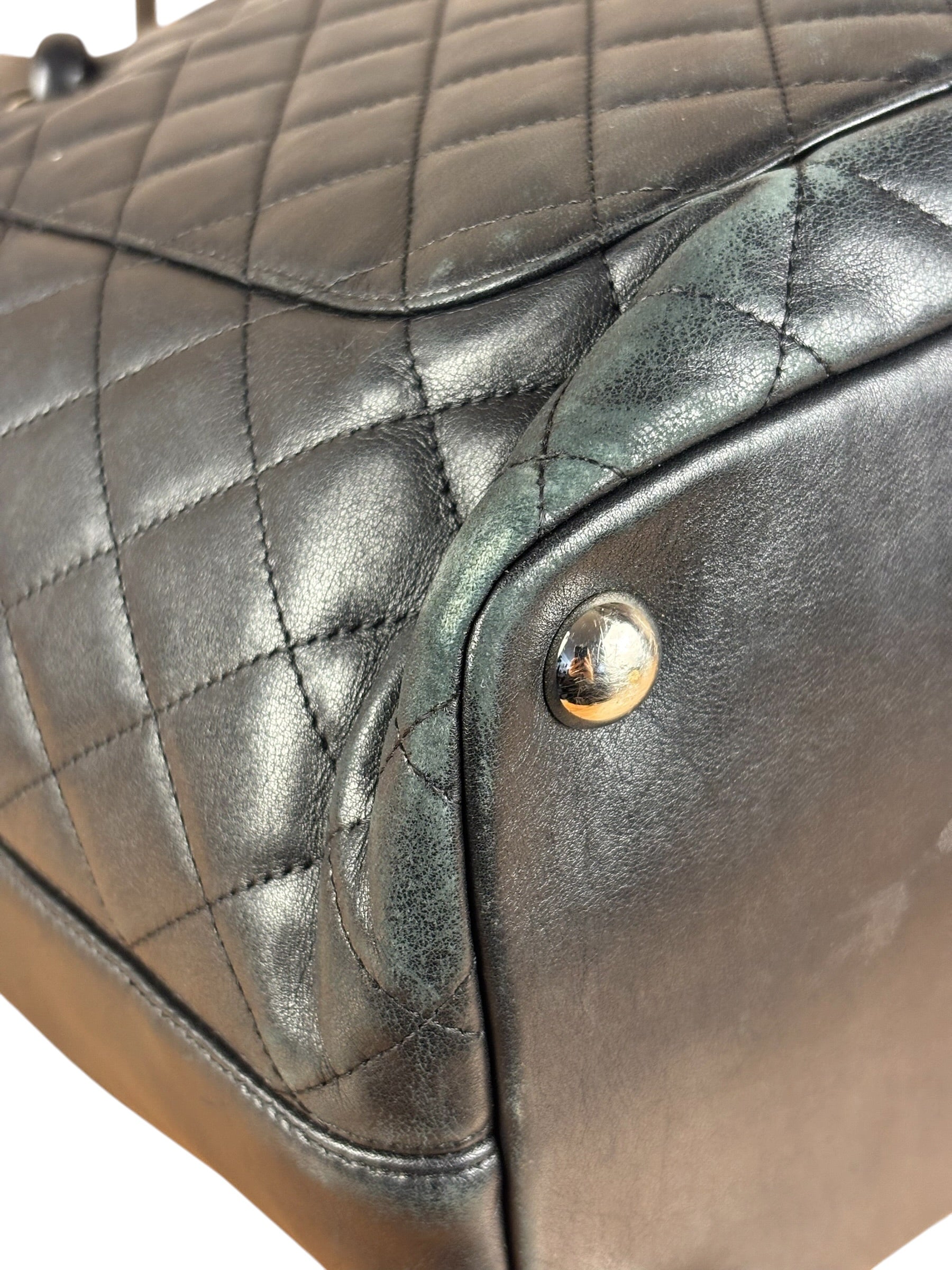 Chanel Black Leather Cambon Ligne large Tote Shoulder Bag 2004
