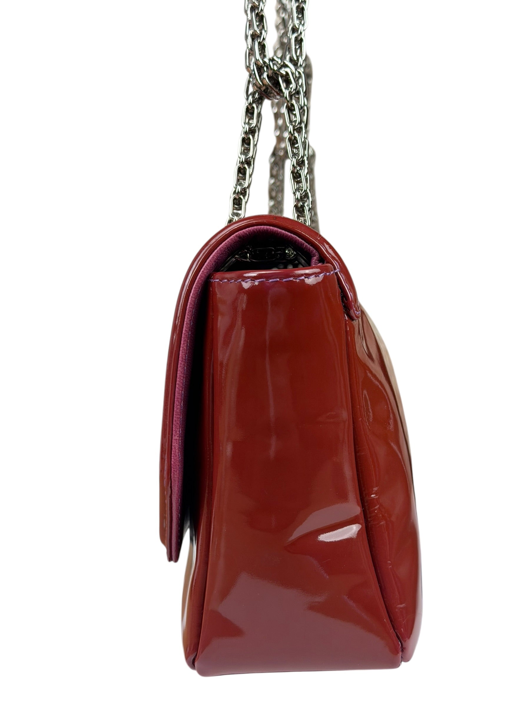 Chanel Burgundy Patent Leather Mademoiselle Bijoux Chain Flap Bag 2008