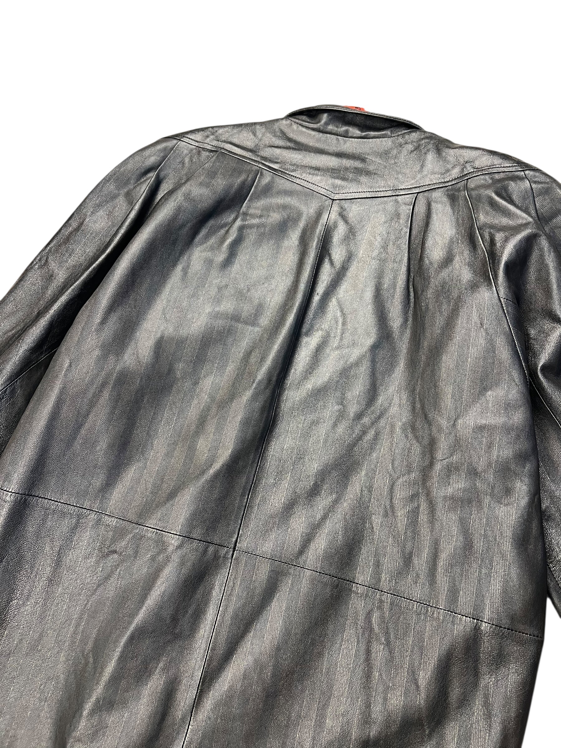 Vintage Leather Striped Long Coat