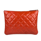 Chanel Orange Hue Quilted Patent Leather Clutch 2012