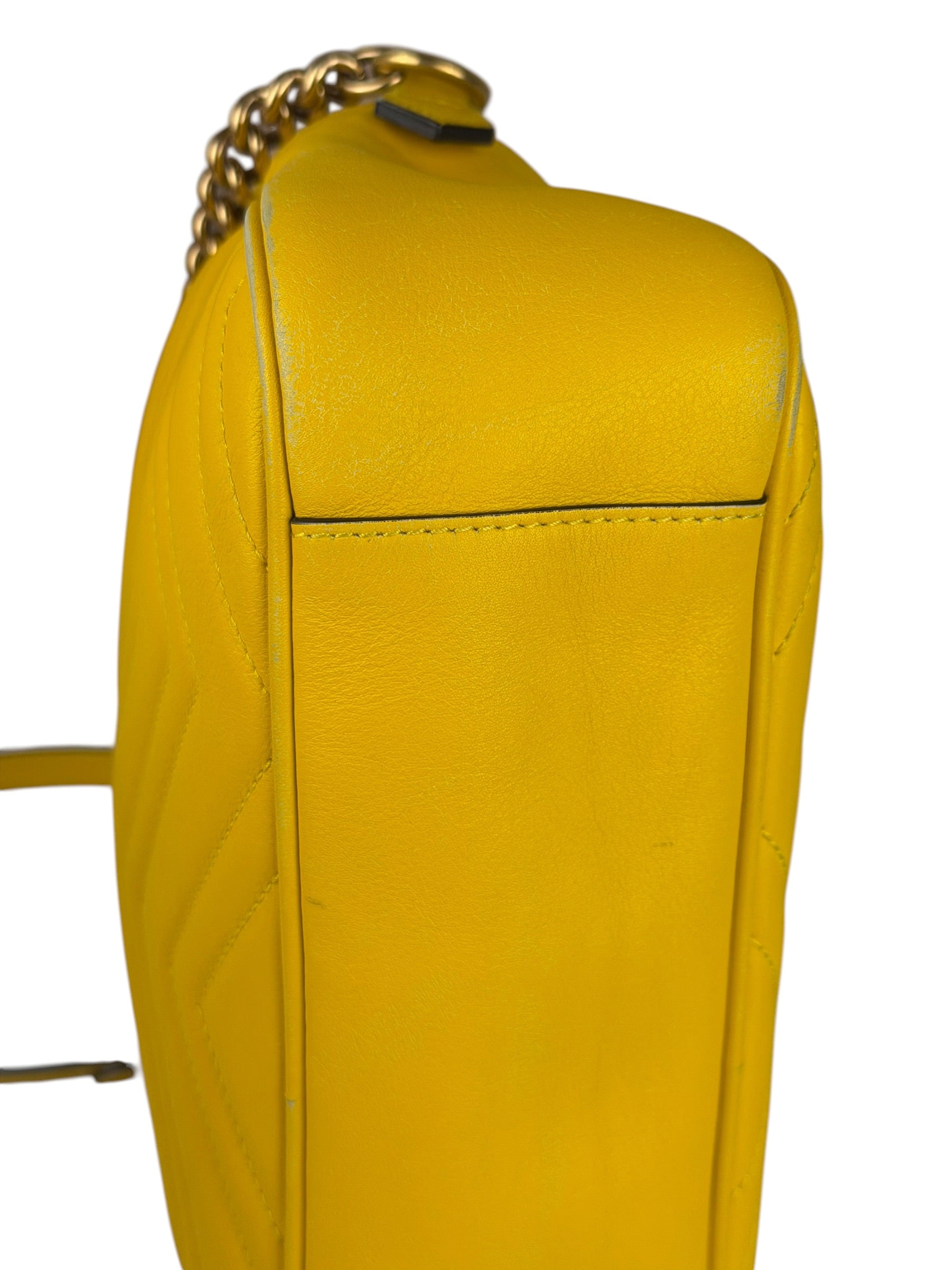 Gucci Bright Yellow GG Marmont Matelasse Shoulder Camera Bag