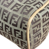 Fendi Beige Leather Trim Zucca Small Boston Bag