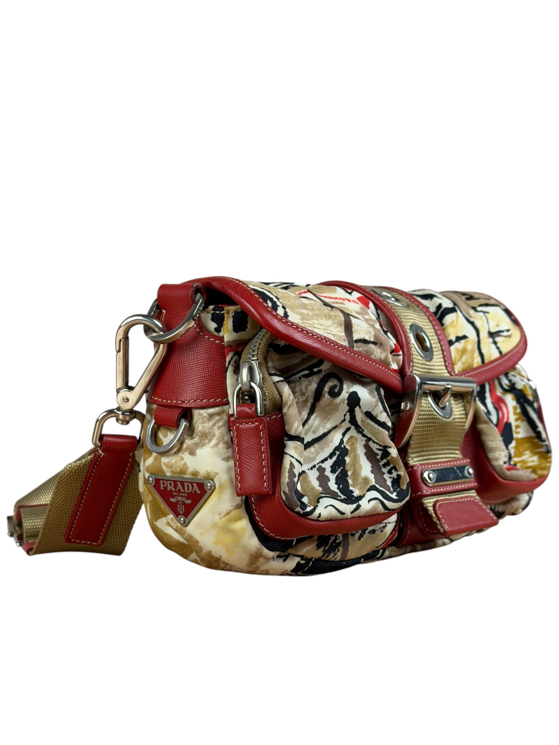 Prada Multicolor Nylon Leather Trim Shoulder Bag