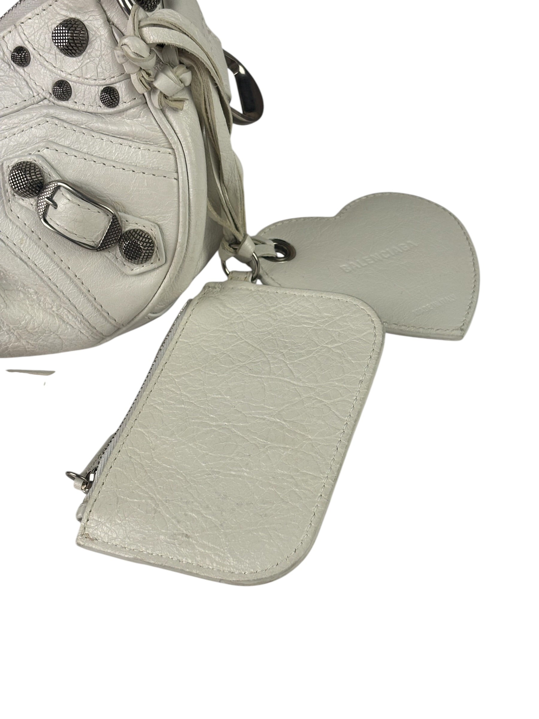 Balenciaga White Lambskin Le Cagole Shoulder Bag