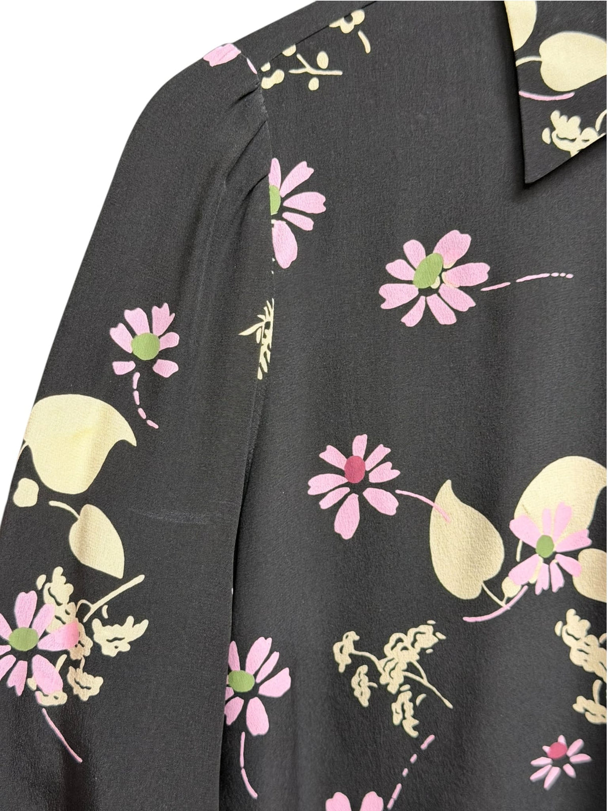 Valentino Black Floral Silk Button Up (Size 4)