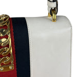 Gucci White Leather Sylvie Chain Shoulder Bag