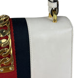 Gucci White Leather Sylvie Chain Shoulder Bag