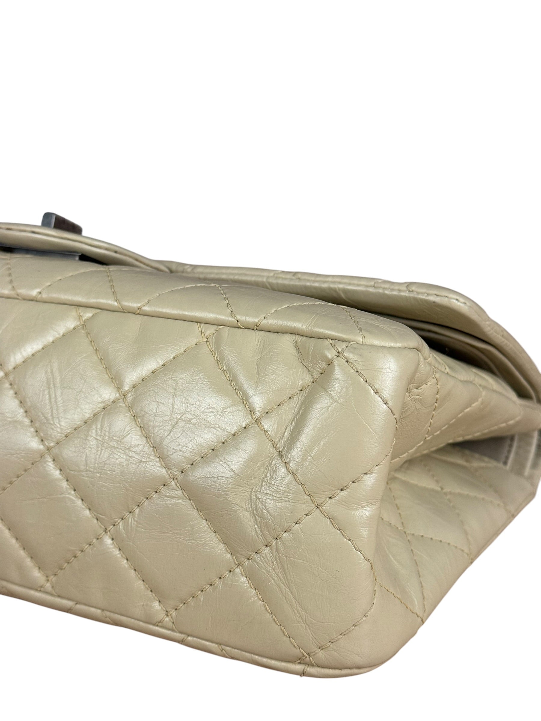 Chanel Aged Ivory Quilted Leather 2.55 Reissue Double Flap Bag 2009