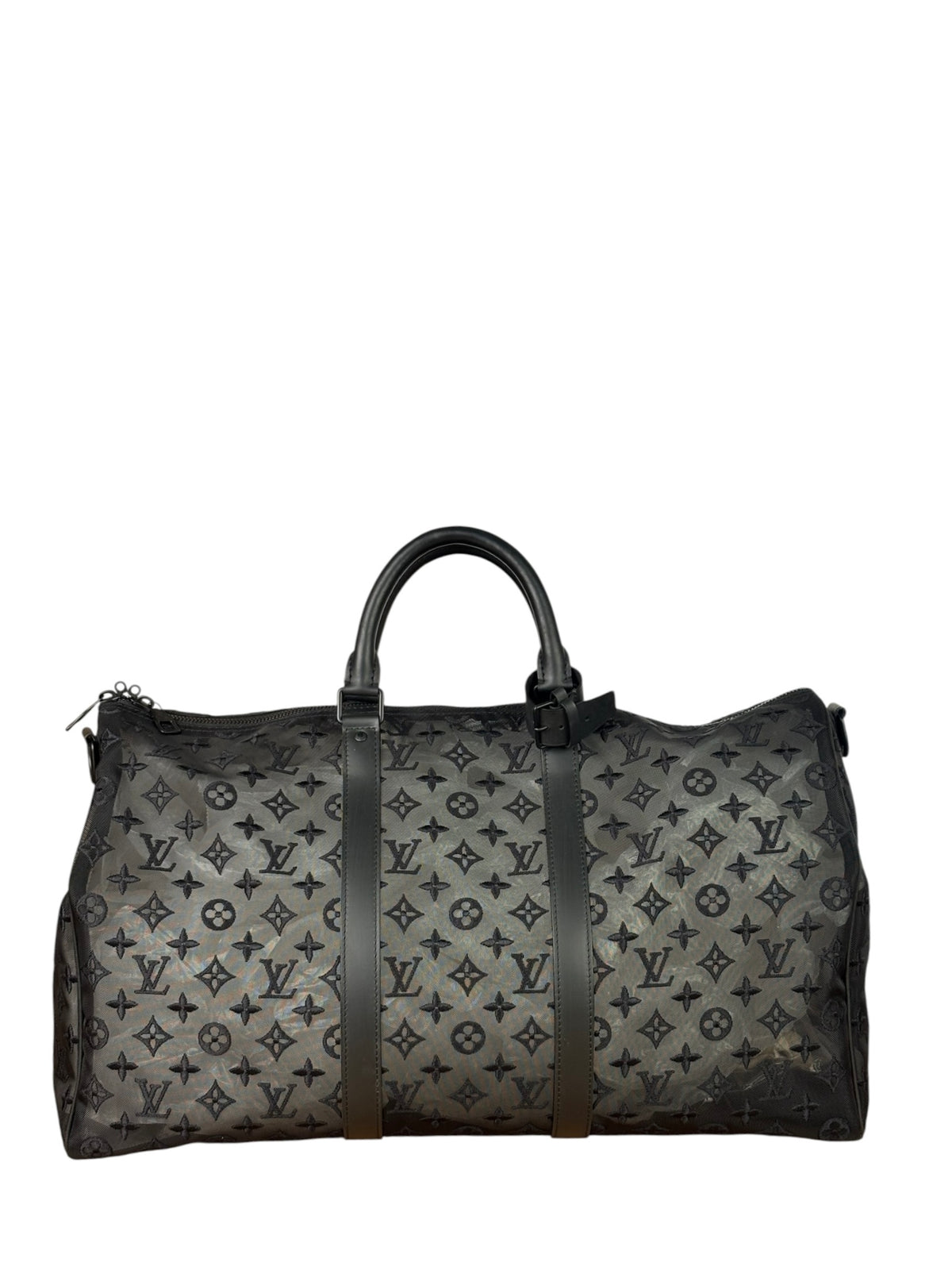 Louis Vuitton x Virgil Abloh Black Leather Trim Monogram Keepall 50