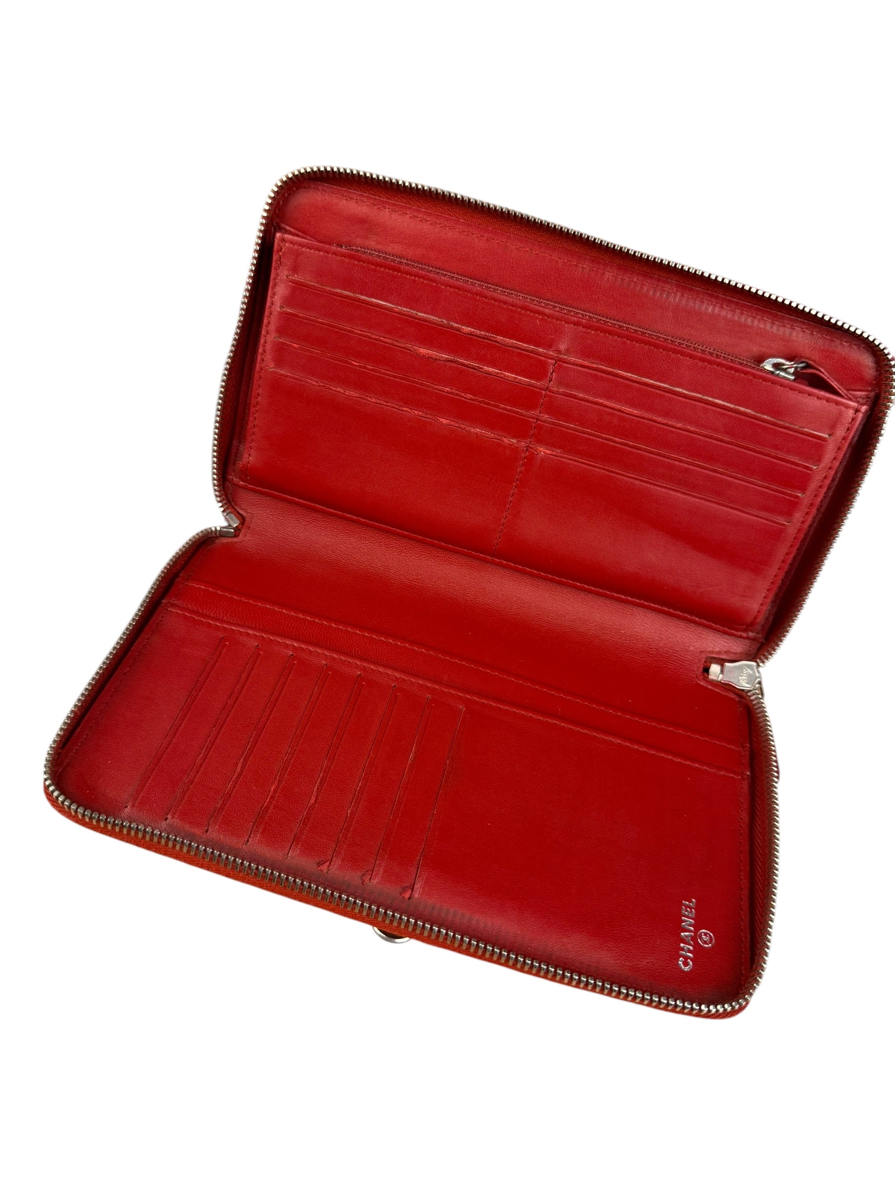 Chanel Red Quilted Leather Long Organizer Wallet 2010