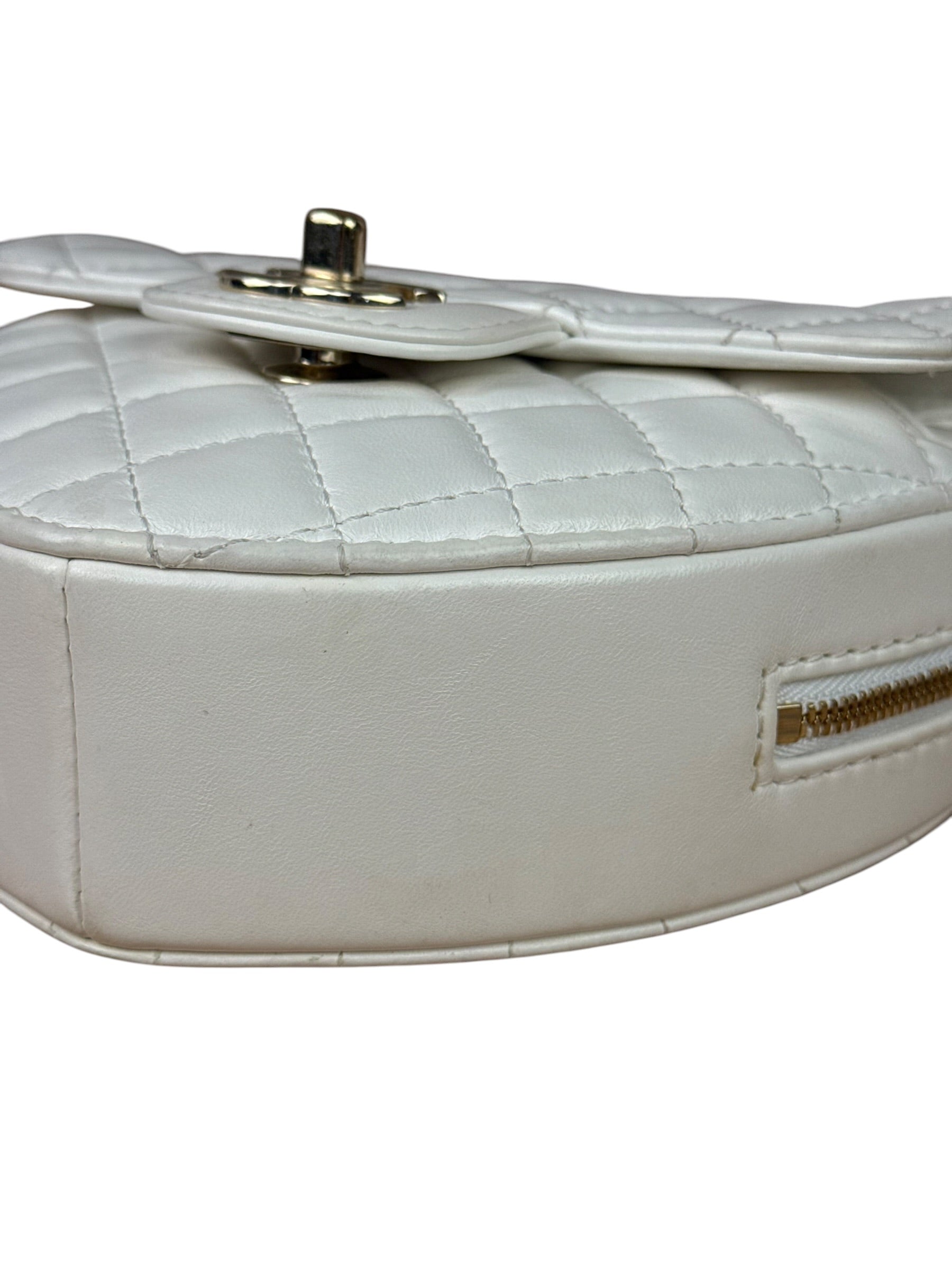 Chanel CC In Love White Quilted Leather Heart Bag 2022