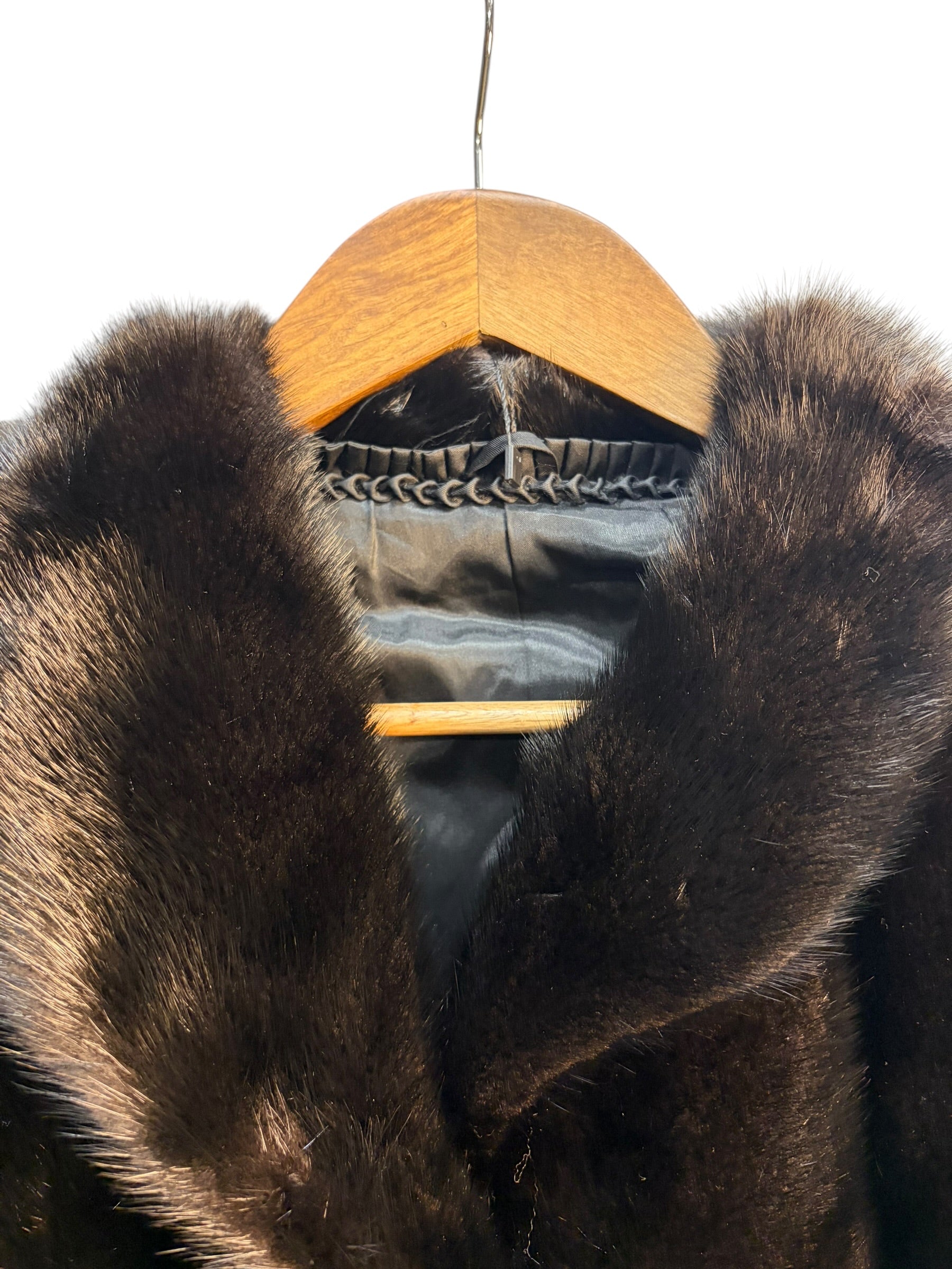 Vintage Black Mink Fur Long Coat