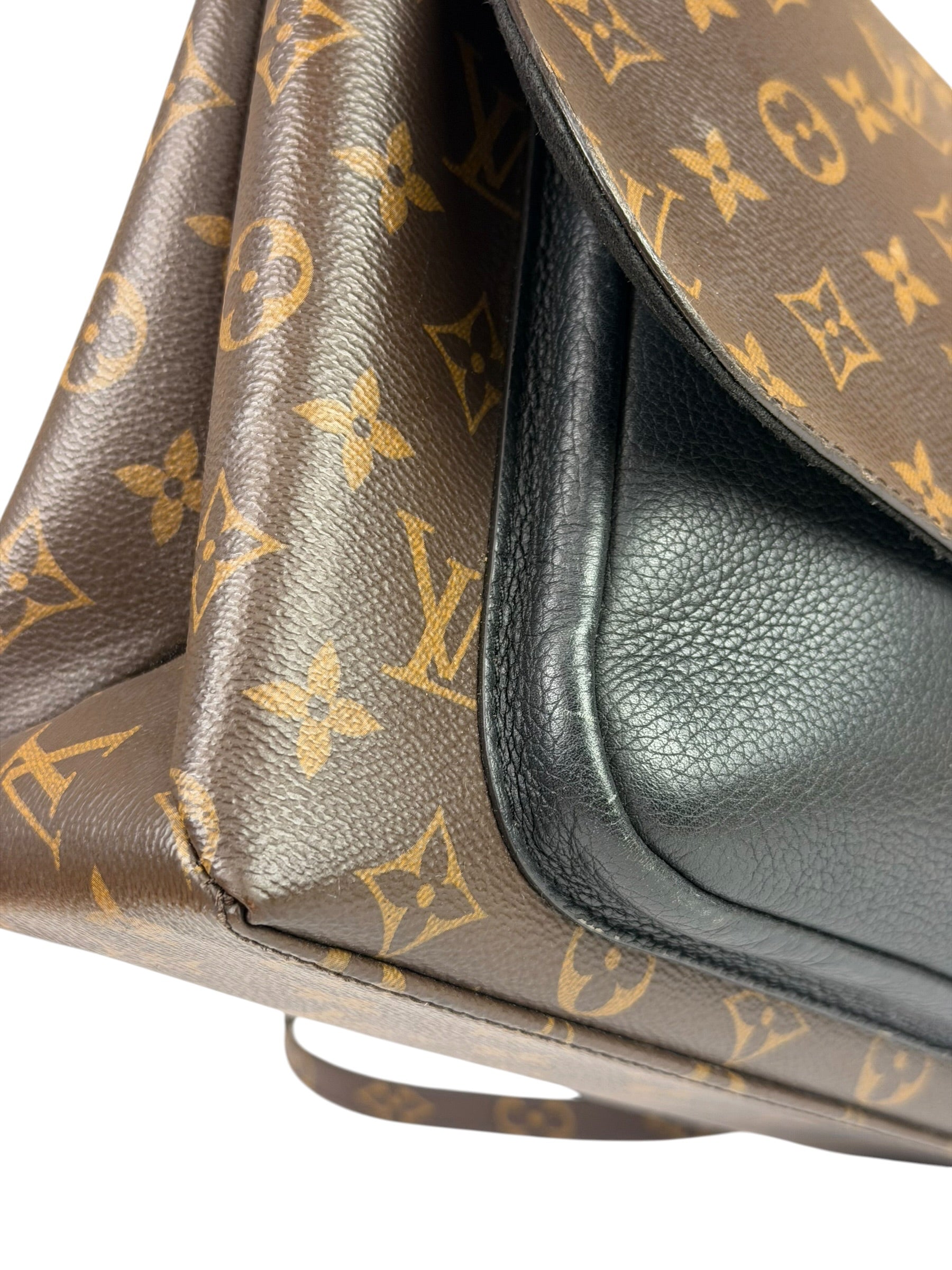 Louis Vuitton Black Leather/ Monogram Marignan 2Way Bag