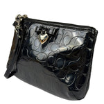 Coach Black Patent Leather Heart & Bow Wristlet