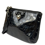 Coach Black Patent Leather Heart & Bow Wristlet