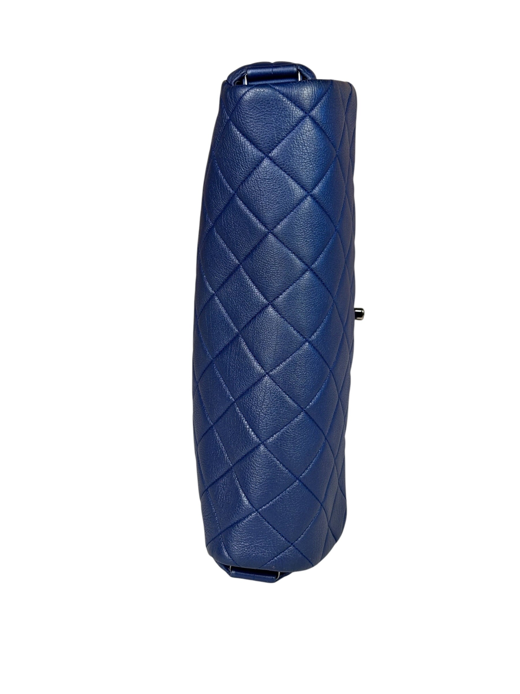 Chanel Blue Metallic Calf-Skin Chain Flap Bag 2014