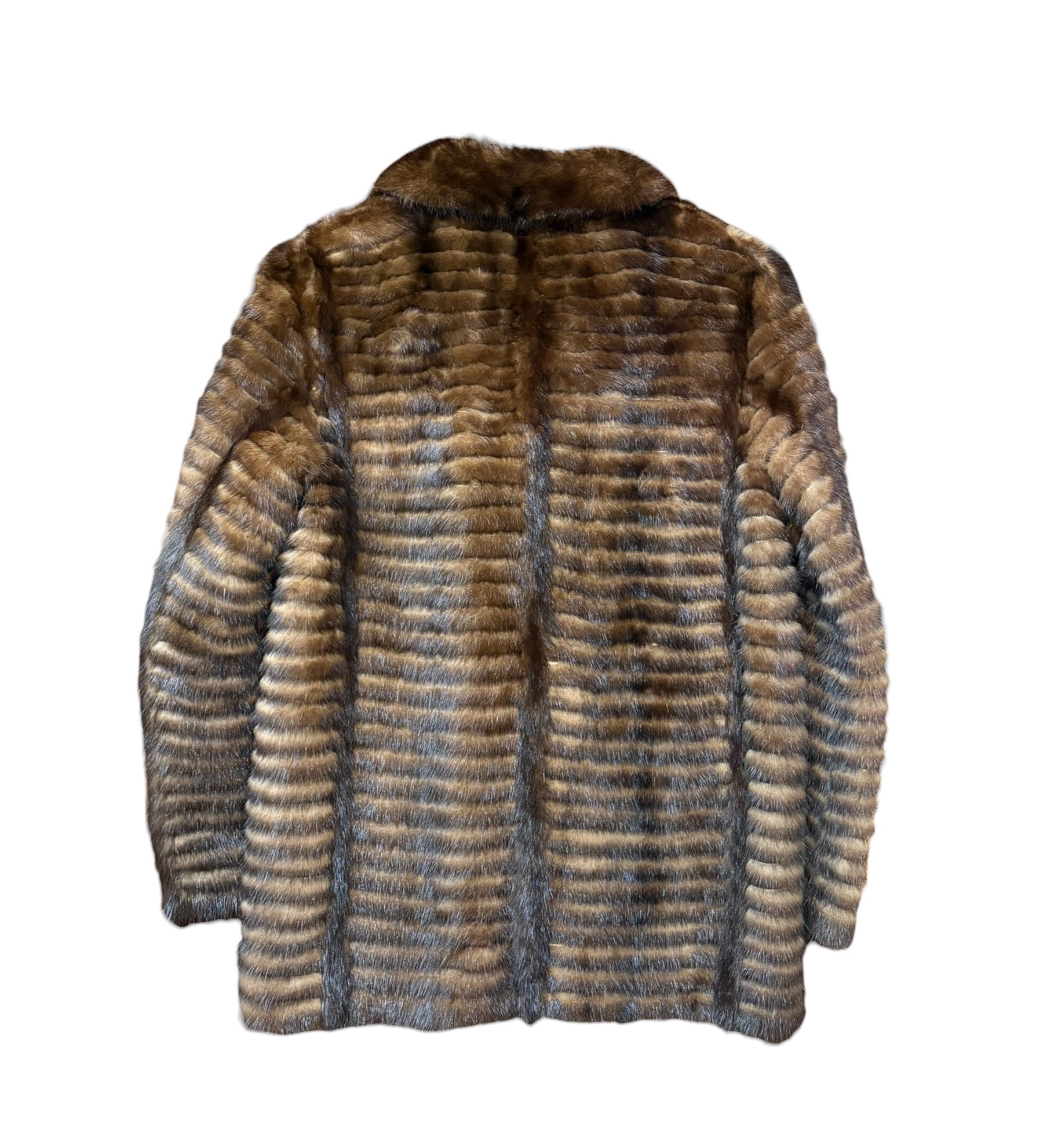 Vintage Dark Brown Stripped Mink Fur Coat