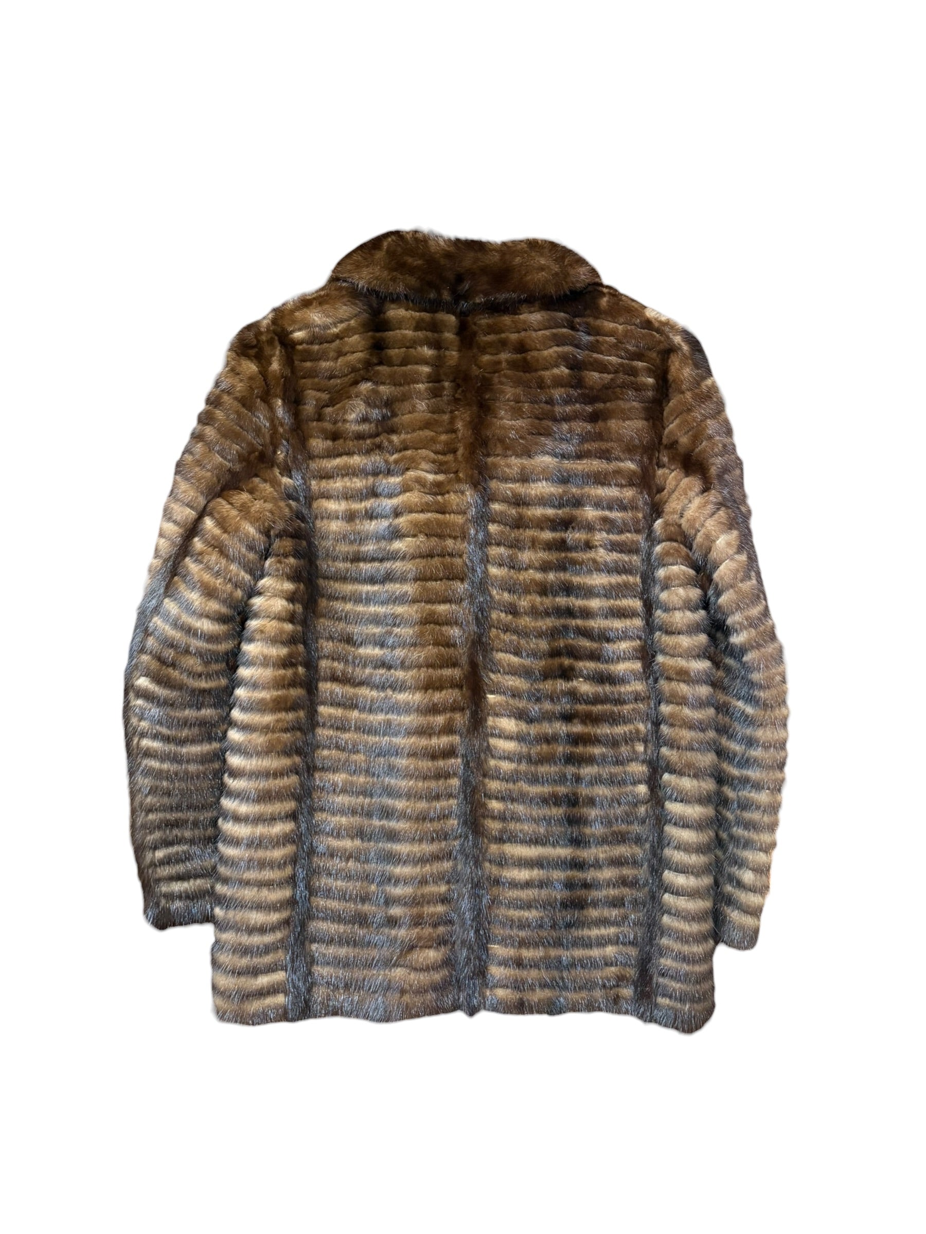 Vintage Dark Brown Stripped Mink Fur Coat